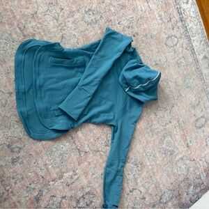 Free people Teal Hooded Long-Sleeve Pullover